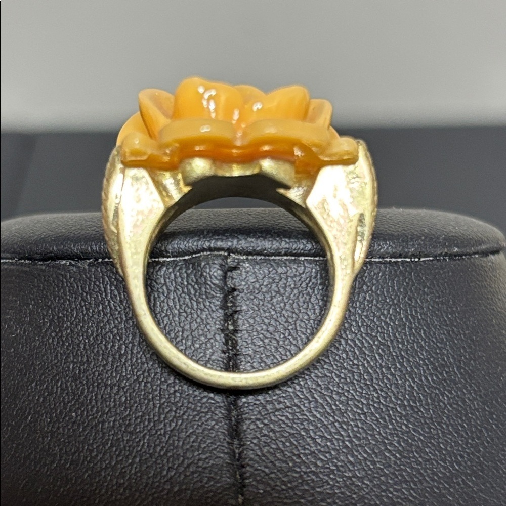 Vintage Elegant Gold Tone Carved Rose Ring Estate Retro - Picture 3 of 6